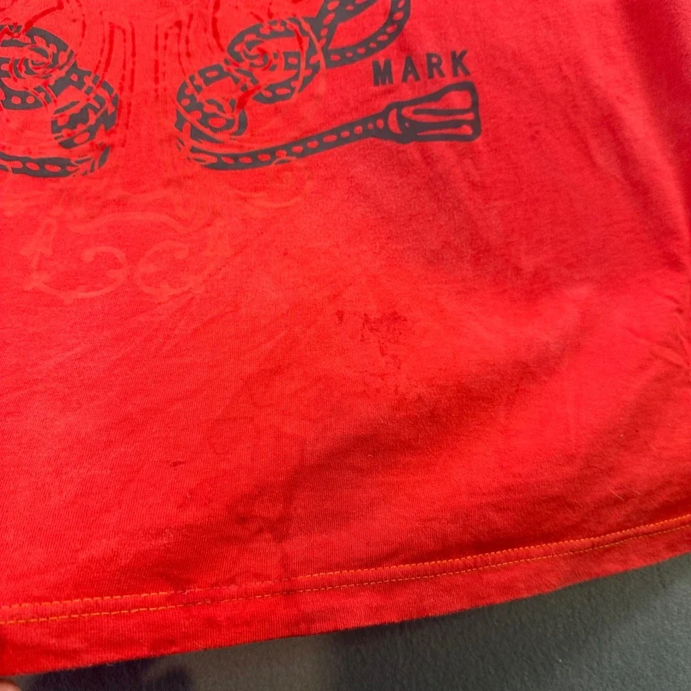 Coogi Men Red Short Sleeve Embroidered Logo T-Shirt Navy Contrast XL 100% Cotton